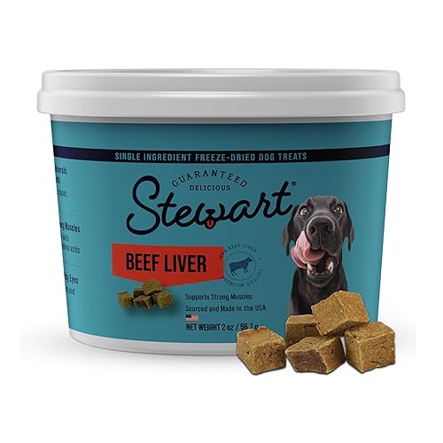 Stewart Single Ingredient Freeze Dried Raw Dog Treats, Beef Liver, 2 Ounce, Approx. 45 Pieces per Resealable Tub, Training Treats or Meal Topper, High Protein, Grain Free, Gluten Free