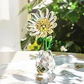 H&D HYALINE & DORA Crystal Daisy Flower Figurine Ornament Glass Flower Home Office Table Decor Souvenir Gifts for Birthday Christmas
