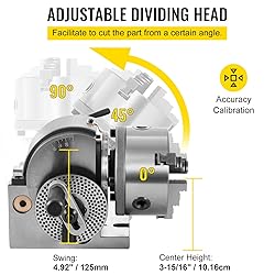 Vevor 5Inch 3 Jaw Chuck Dividing Head Set Precision