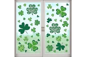 HIDREAS 106 Pcs St Patricks Day Window Clings Shamrock Window Stickers Decorations for St. Patricks Window Decorations, 8 Sheets