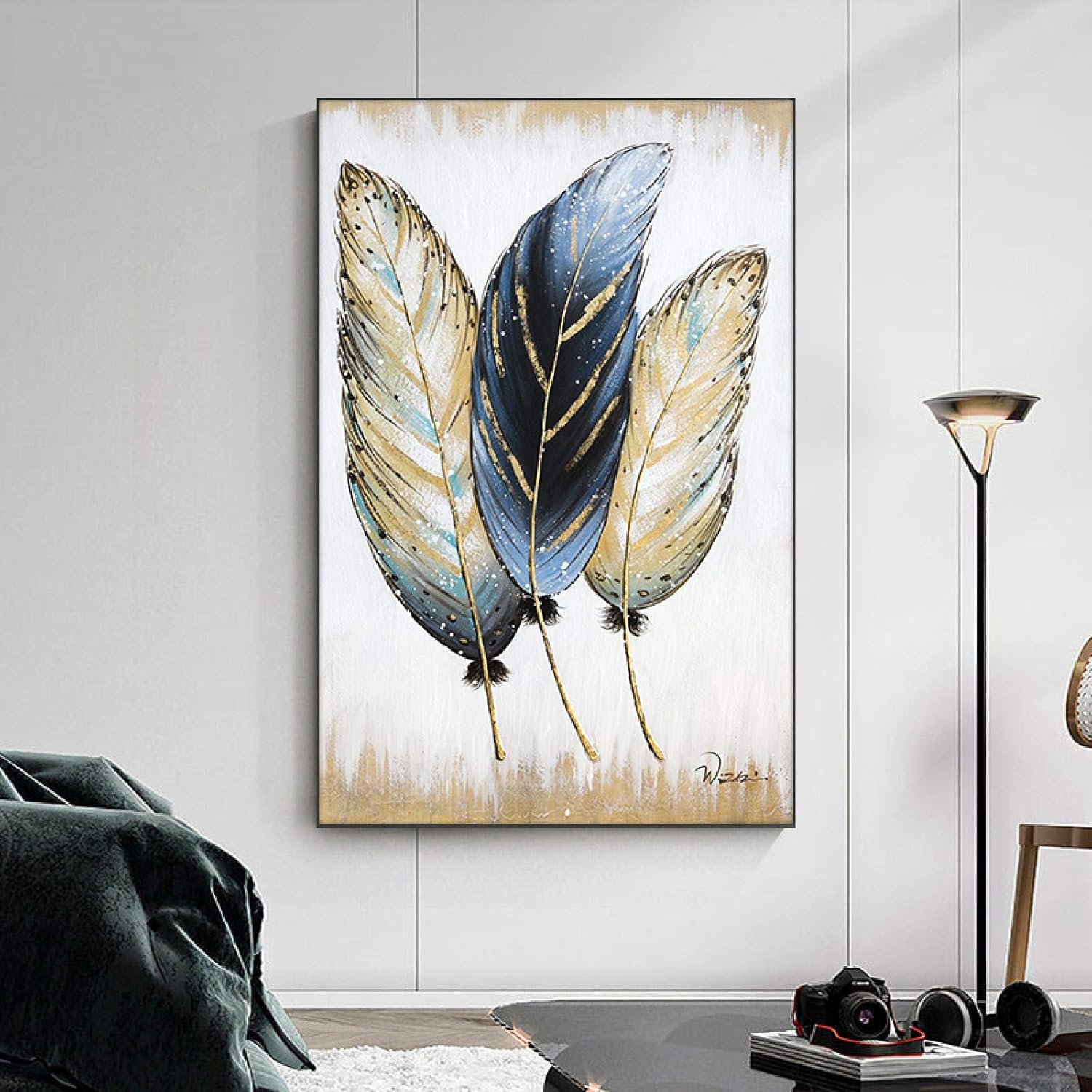 Canvas Painting Abstract Golden Feather Art Oil Painting