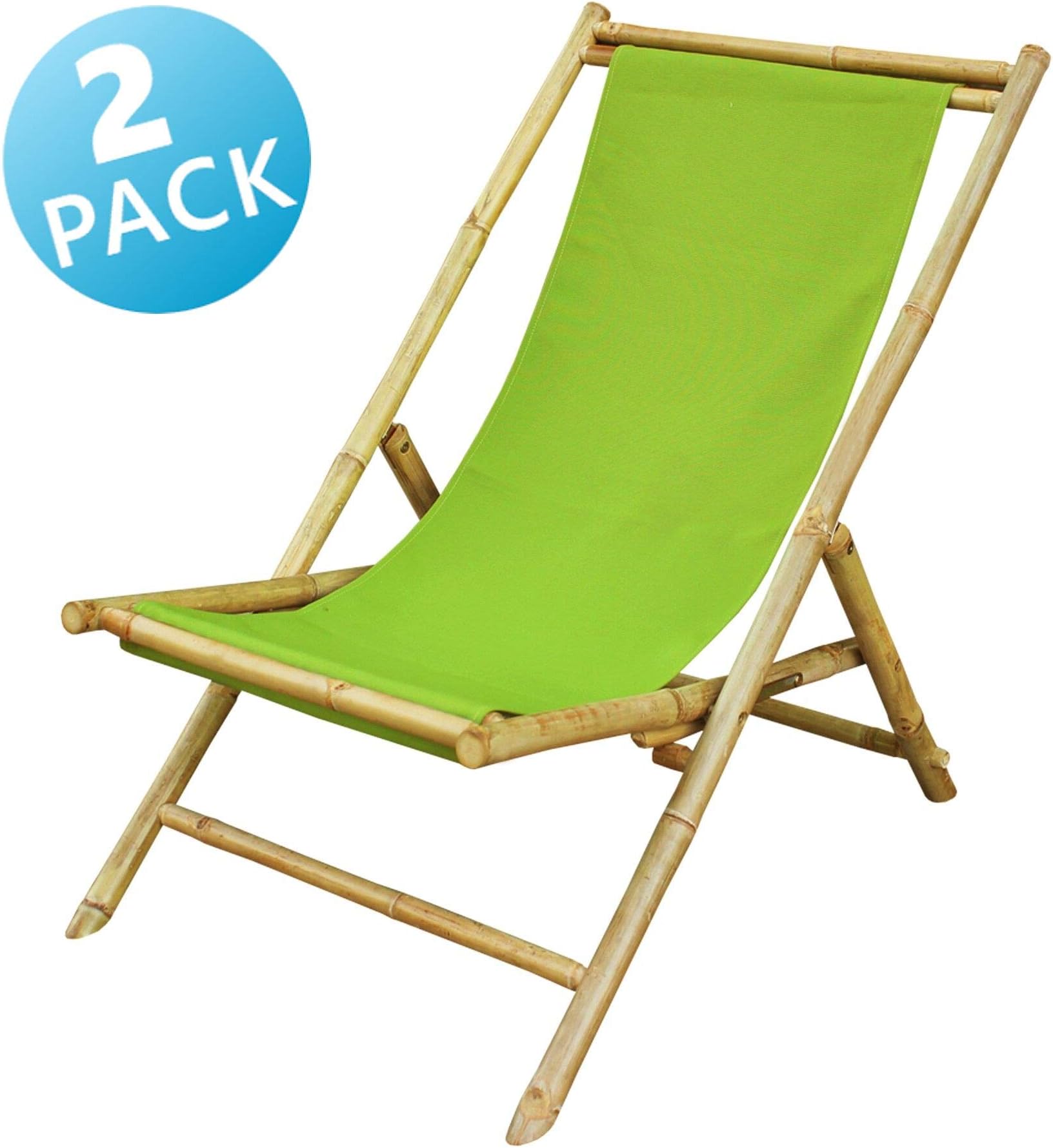 Zew CH-203-00D.05 Set of 2 Beach Folding Sling Chairs, Green