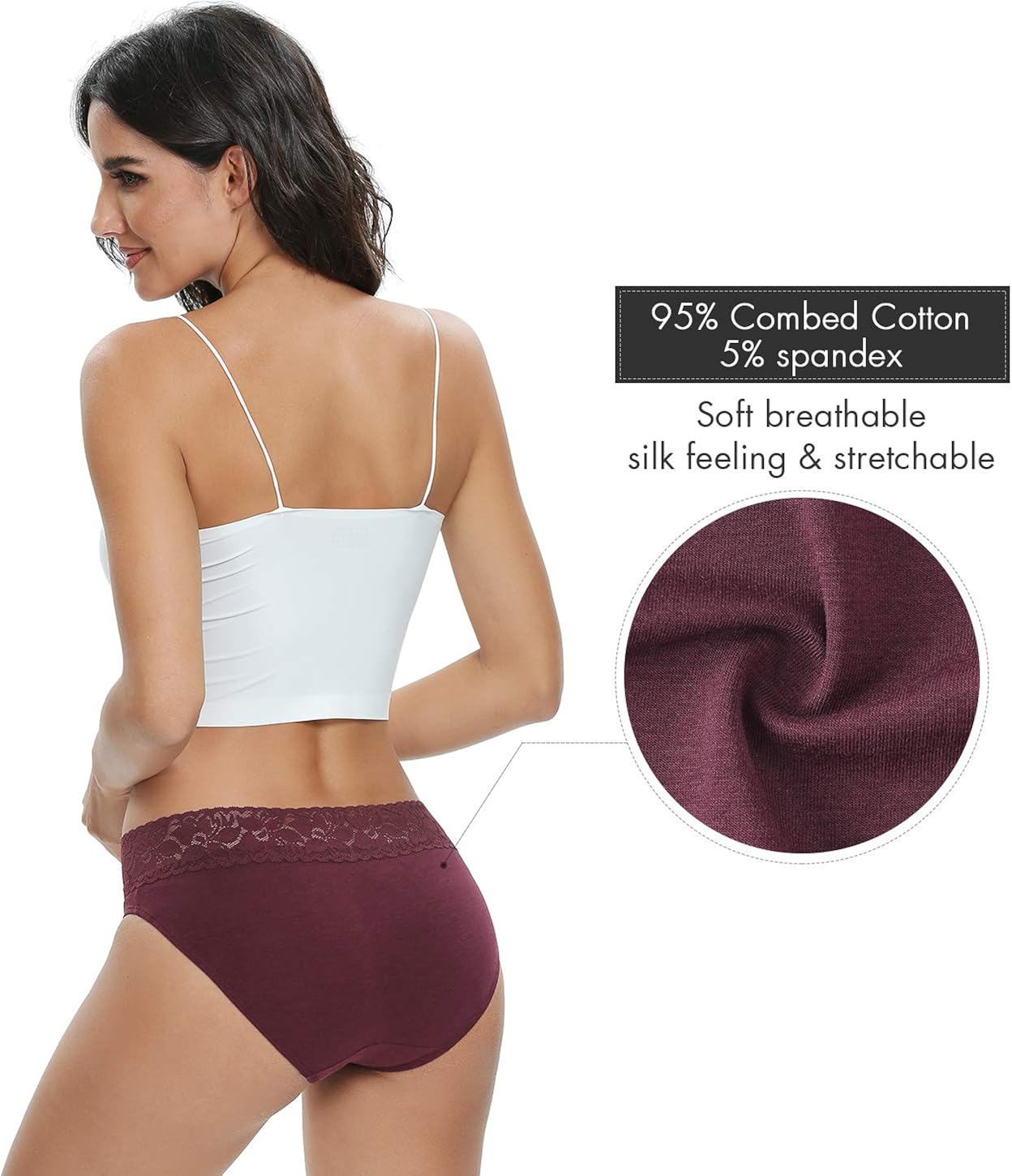 Cotton Hipster Panties for Women Lace Hiphugger Panties Bikini Underwear Pack at  Women’s Clothing store