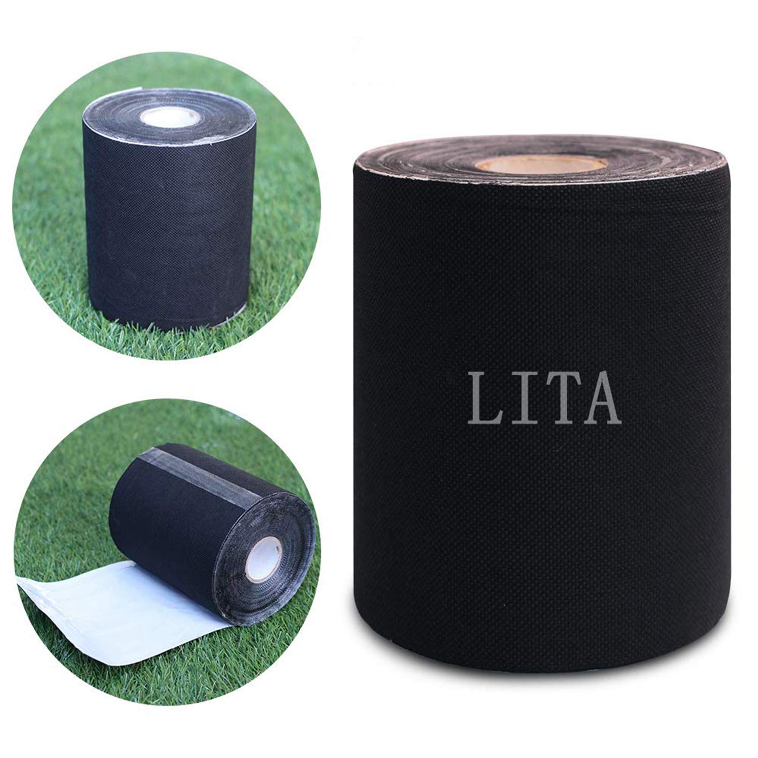 LITA Artificial Grass Tape Self Adhesive Synthetic Turf Seaming Tape for Jointing Fixing Green Lawn Mat Rug,Connecting Fake Grass Carpet (15CM X 15M)