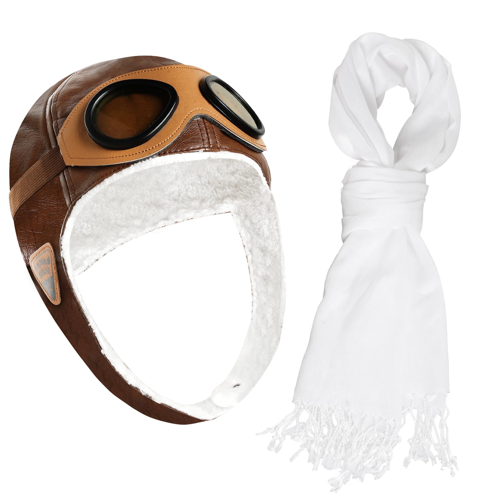 Photo 1 of ***READ NOTES***(MISSING SCARF)
Pistha Pilot Aviator Costume for Kids Retro Aviator Hat Pilot Hat with Goggles and Withe Scarf for Birthday Party Halloween Cosplay, Brown