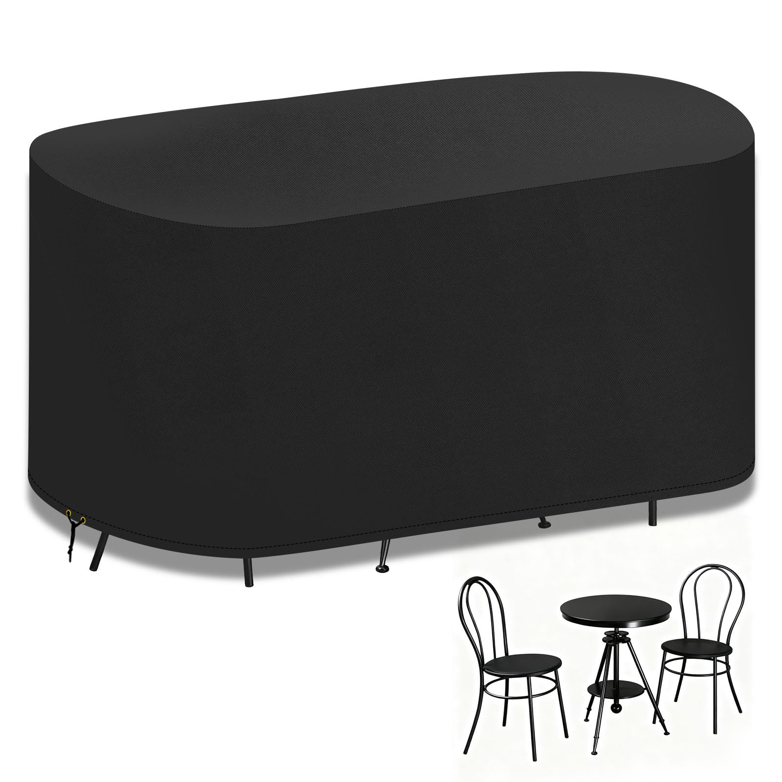 PATIO PLUS Outdoor Garden Large Bistro Set Cover, Waterproof, UV Protected,420D Oxford Fabric,L124 W63 H80cm, Black
