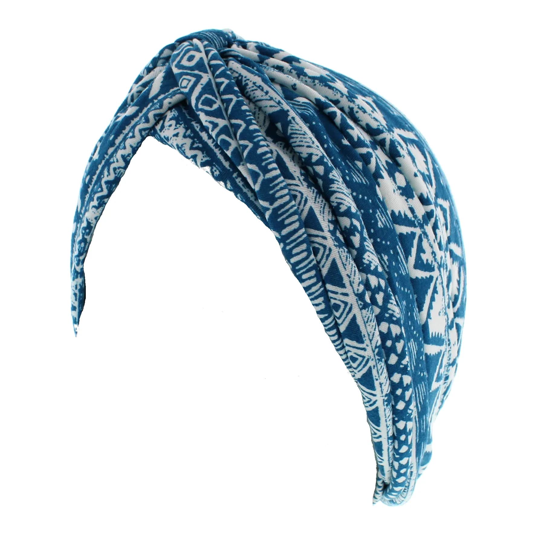 Topkids Accessories Hair Turban Head Wrap, Sleep Cap, Hair Scarf, Hair Towel, Chemo Headwear for Women UK, Head Scarf, Head Towel, Silk Hair Wrap for Sleeping (Aztec Print Teal)