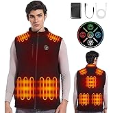 fawutii Men‘s Fleece Heated Vest with 8 Heating Pads 3 Temp Levels 3 Heating Zones Separate Control Rechargeable Battery Pack