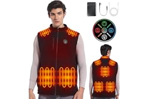 fawutii Men‘s Fleece Heated Vest with 8 Heating Pads 3 Temp Levels 3 Heating Zones Separate Control Rechargeable Battery Pack