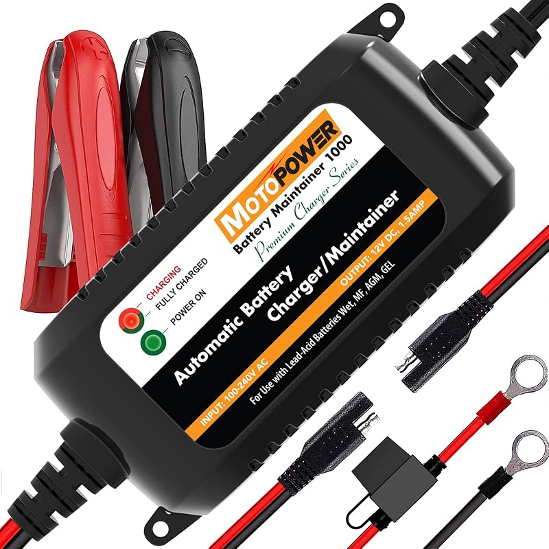 MOTOPOWER MP00206A 12V 1.5A Automatic Battery Charger Maintainer UK Plug