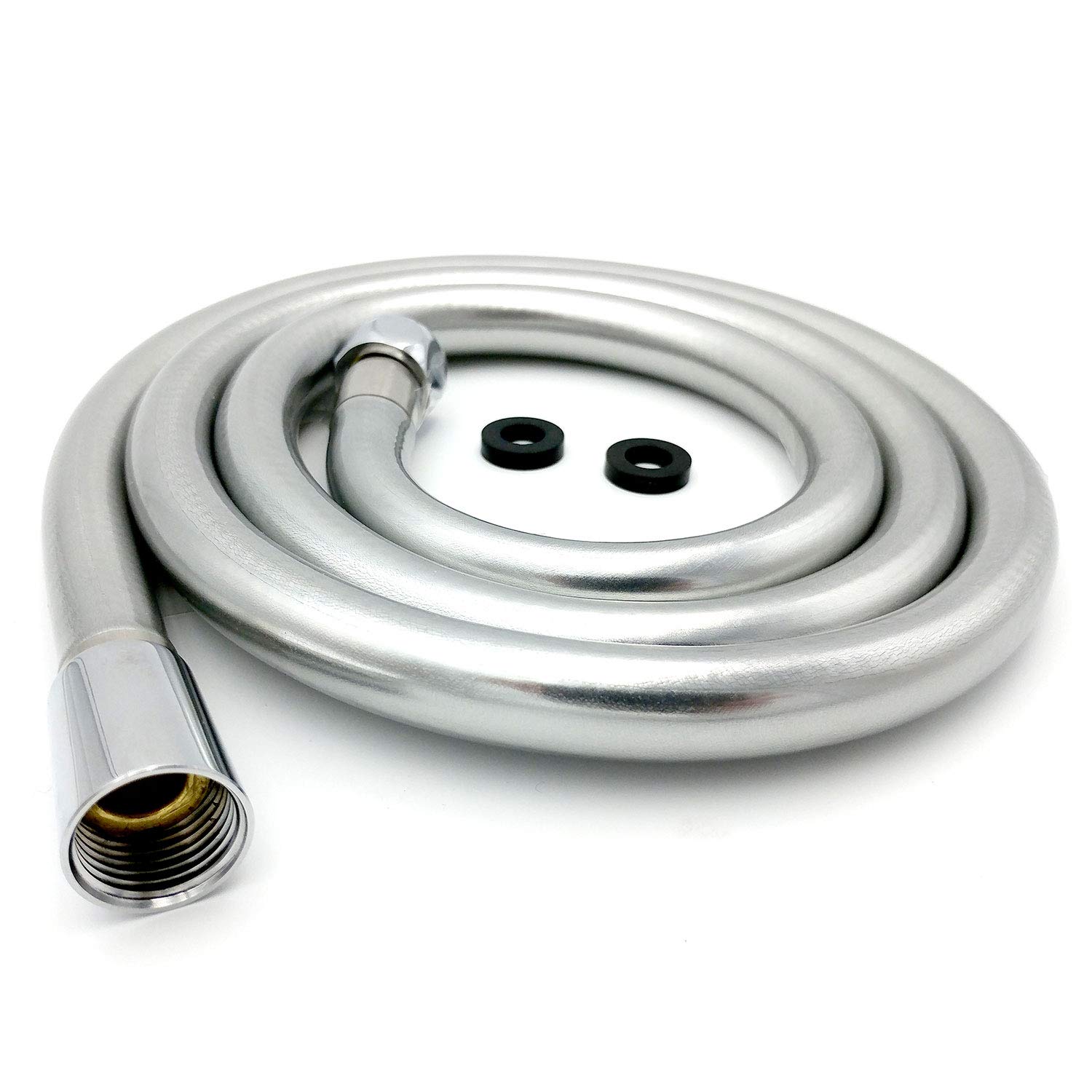 Xcel Home™ WRAS Approved 2m Smooth Pearl Silver Shower Hose | 3 Lengths Available | Universal Leak-Proof PVC Flexible Pressure-Resistant Anti-Kink Anti-Twist with Solid Connector & Washers