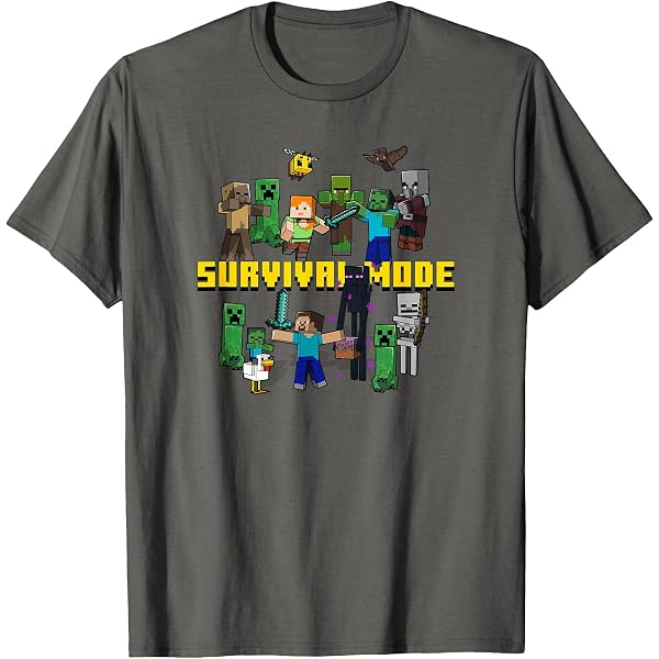 T-Shirt Minecraft Group Shot - Style Collage Officiel - Pour Fans Du Jeu Iconique