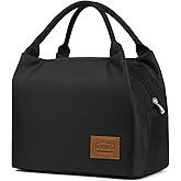 Aosbos Black Lunch Bag Women Insulated Lunch Bags for Adult Lunch Box for Women Lunchbox Lunch Tote Bento Box Cooler Bag for Work Office Picnic