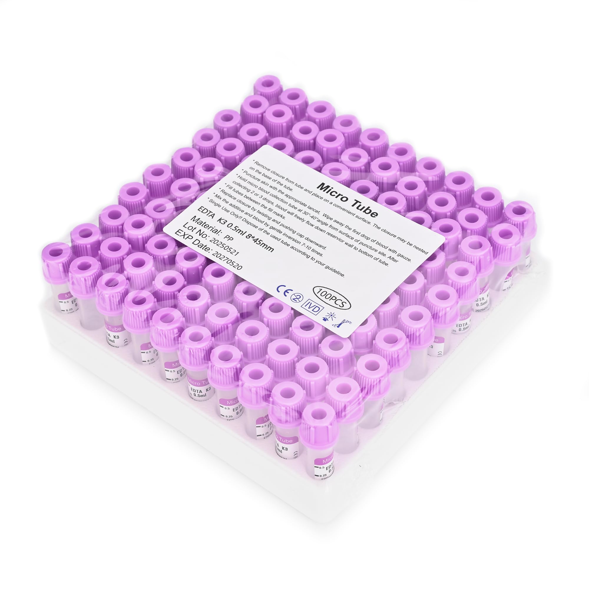 Meterbox Micro Blood Collection Tubes 0.5ml EDTA K3