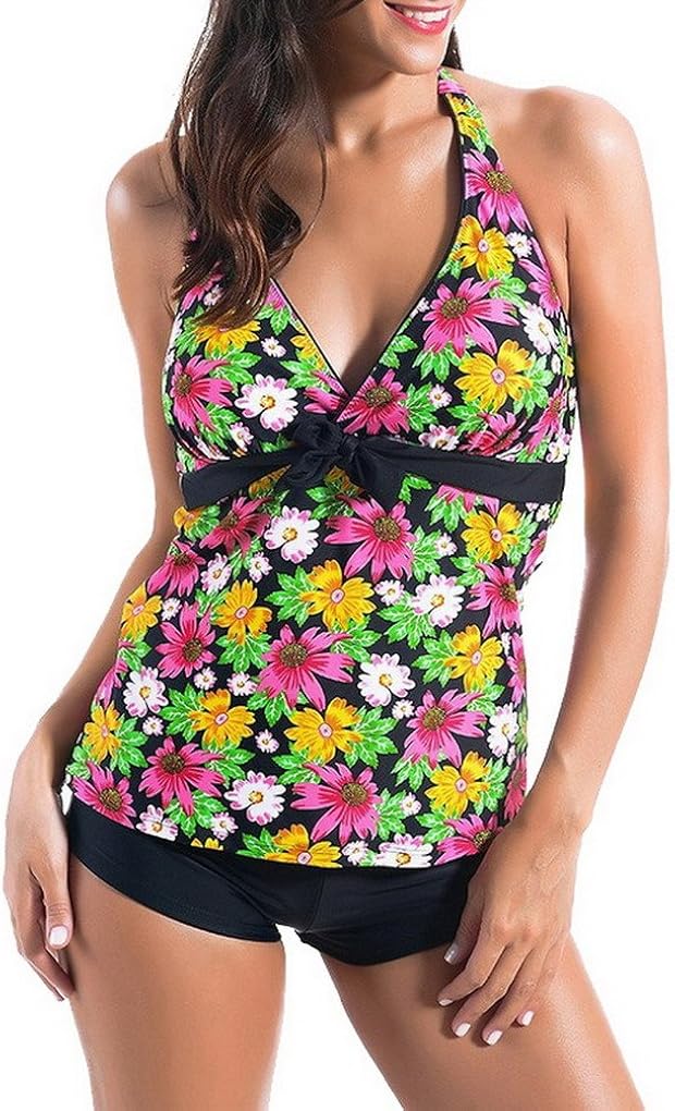Maillot De Bain Tankini 2 Pièces Femme 2025 - Haut Débardeur Ample Avec Short Boyshort - Nylon/Élasthanne - Pour Piscine, Plage