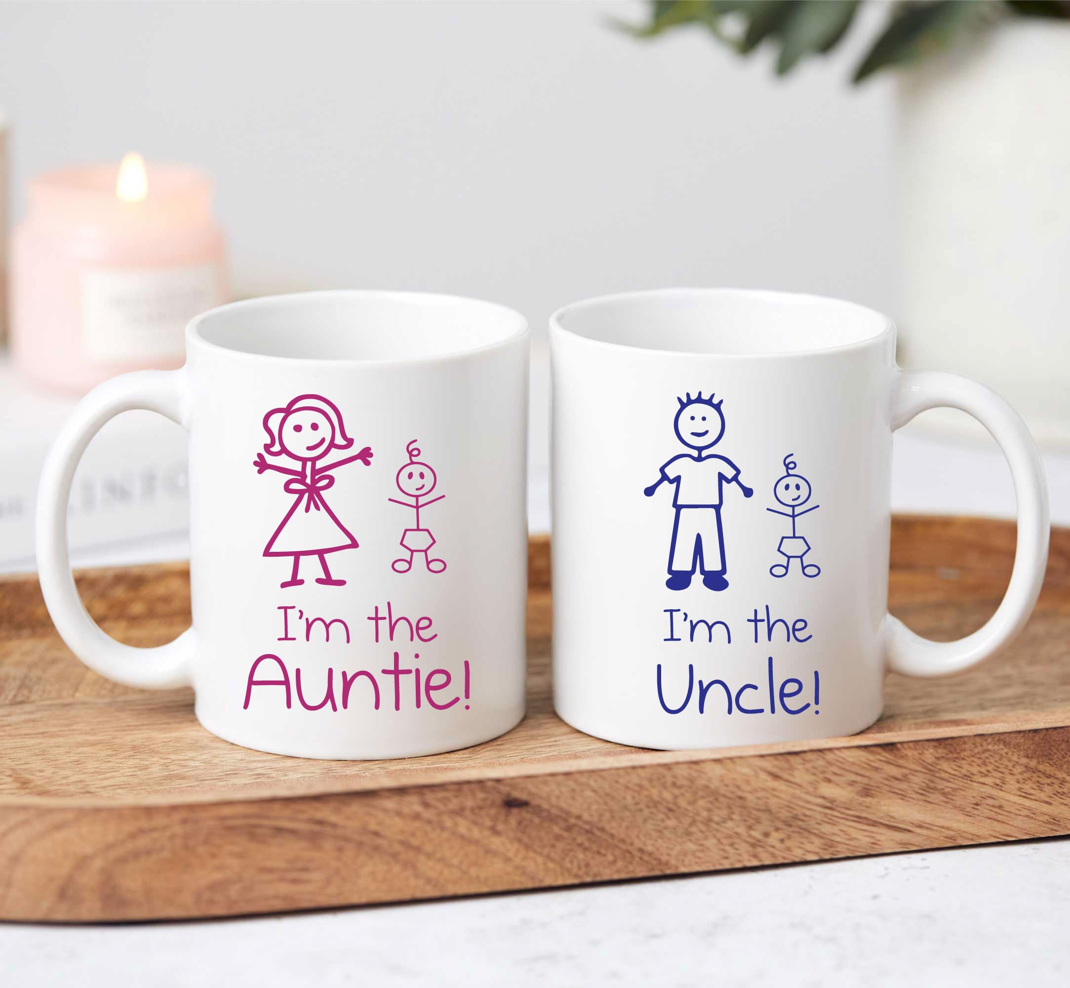 60 Second Makeover Limited I'm The Auntie I'm The Uncle Mug Set Stick Person People Cup New Baby