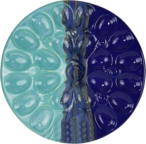 Clay In Motion Handmade Ceramic Deviled Egg Tray Mystic Waters Amazon Ca Home Kitchen