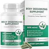 Full Body Deodorant Supplement,100% Natural Chlorophyll Capsules for Body Odor, Gut Health, Skin Health,& Digestion Support,Helps Maintain Underarm Freshness