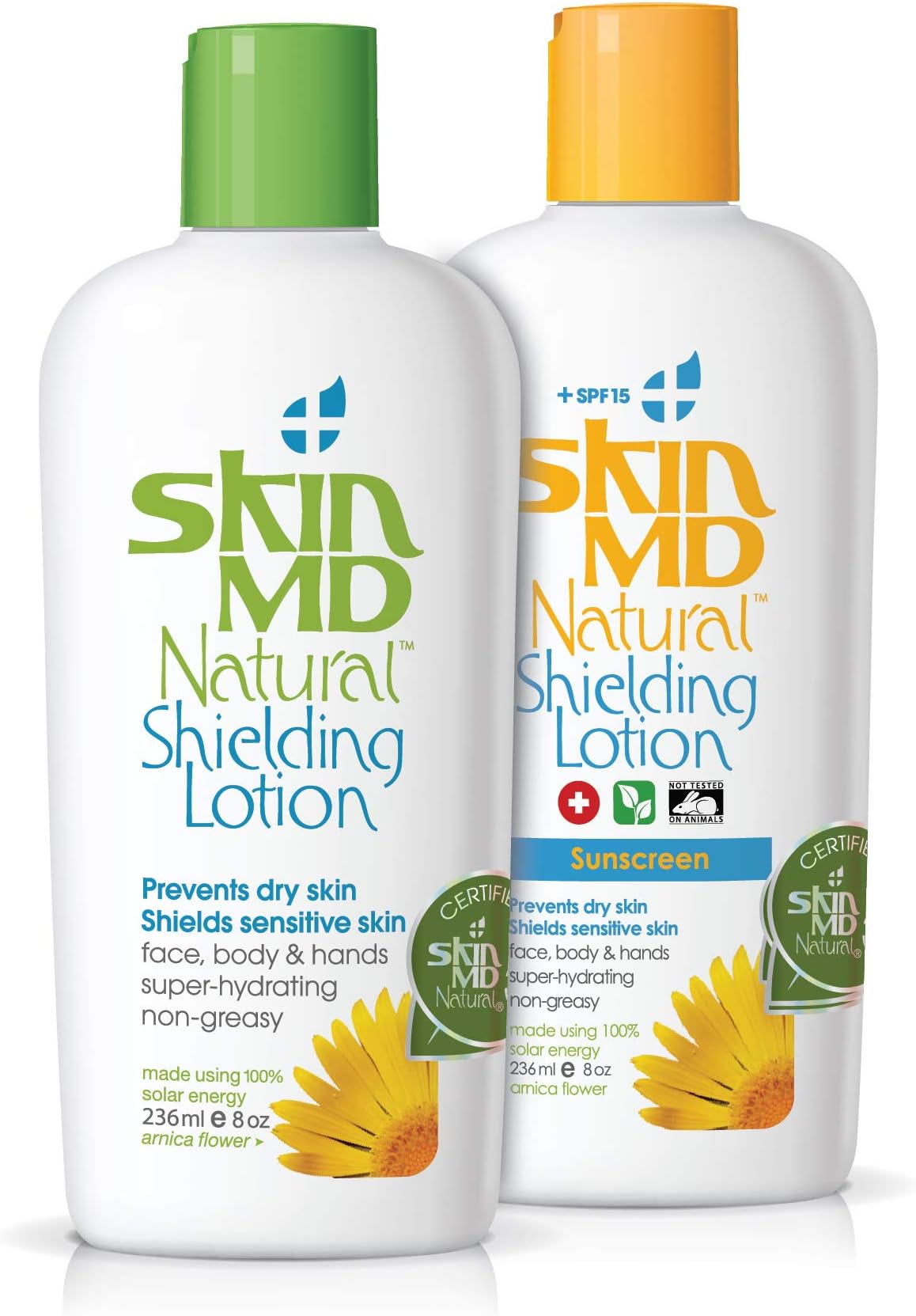 Skin MD Natural Shielding Lotion for the Face, Body & Hands 8oz + SPF 15-2 Pack - Helps with Eczema & Psoriasis! The natural dry skin remedy to the things that dry your skin