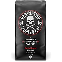 DEATH WISH COFFEE Ground Coffee Dark Roast [16 oz.] The World's Strongest Coffee - Organic, Fair Trade, Strong Coffee…