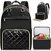 Jetviivid Lunch Backpack, 15.6 Inch Laptop Backpack with Insulated Cooler Lunch box, Womens Work Backpack for Business Teacher Nurse Travel Commuter College Daily, Black