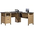 Sauder August Hill L-Shaped Corner Desk with Storage Drawer and Open Shelf for Home Office, in Dover Oak finish