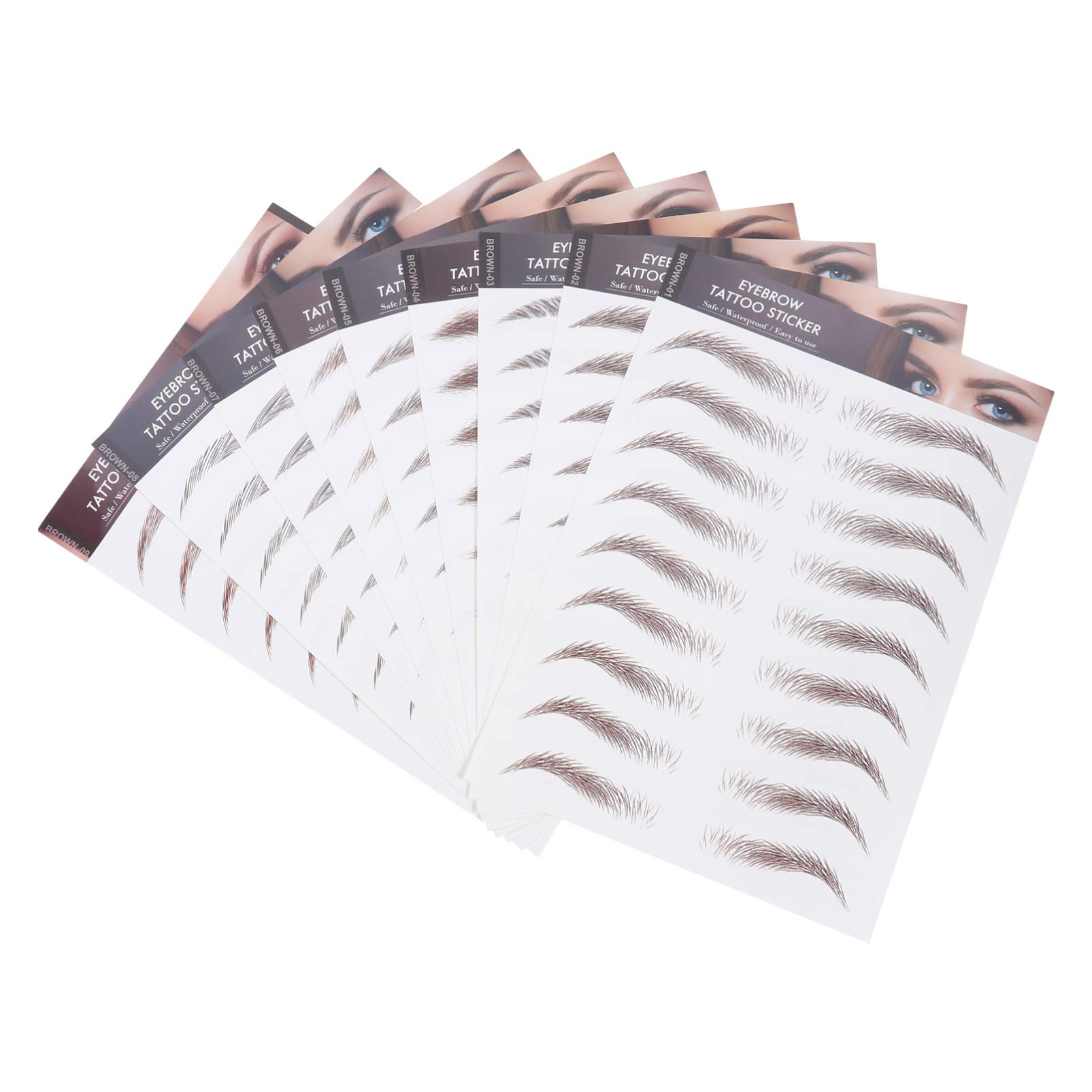 Waterproof Eyebrow, 10 Sheets Waterproof Eyebrow Stickers Transfers Stickers for Women (Brown)