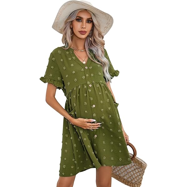 PinkBlush Beige Crochet Lace Button Front Maternity Dress at Amazon Women's  Clothing store
