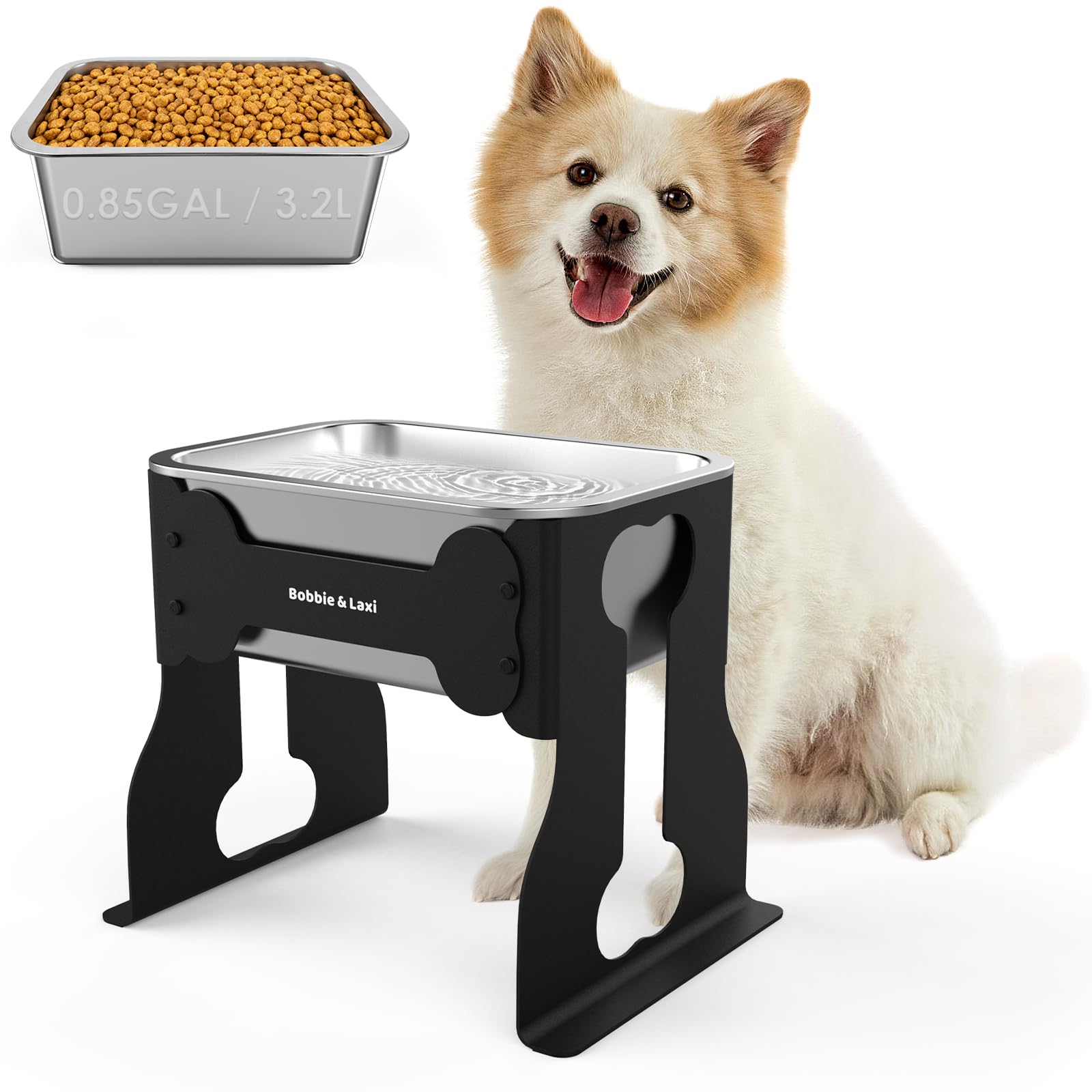 Photo 1 of 0.85 Gallon Dog Food Bowls Elevated, 10" Raised Dog Bowl with Stand for Medium Breed, Full Metal Feeding Station for Joint Pressure Relief, Easy Clean for Indoor Outdoor
