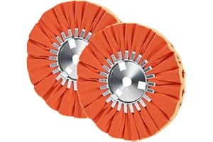 QZATTCAEN 8" Orange Airway Buffing Wheel,5/8'' Arbor Hole,12 Plys/Medium Polishing for Angle Grinder,2PCS