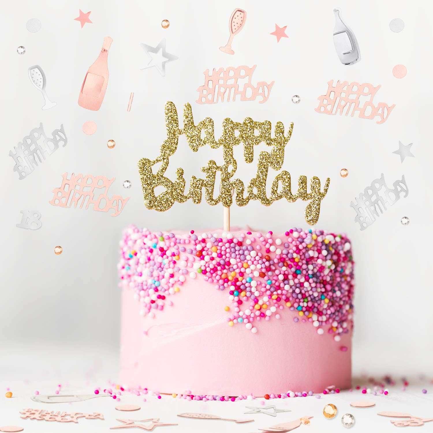 3000 Pieces Rose Gold Happy Birthday Twinkle Confetti Foil Stars Confetti Sequins Party Confetti Decoration for Birthday Wedding Baby Shower Nursery Party Supplies - Image 4