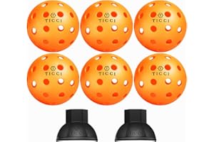 T TICCI TICCI USAPA 40 Holes Outdoor Pickleballs USA Pickleball Approved Ball Orange Yellow 6/9/15 Pack with Ball Retriever
