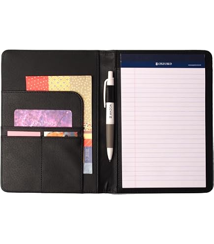 AHZOA 4 Pockets A5 Size Memo Padfolio S5 With Mechanical Pencil, Including 5 X 8 Inch Legal