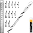 1 Pcs Craft Knife Hobby Knife with 11 Pcs Stainless Steel Blades Kit, 1pcs Steel 15MM Ruler for Art, Scrapbooking,Stencil