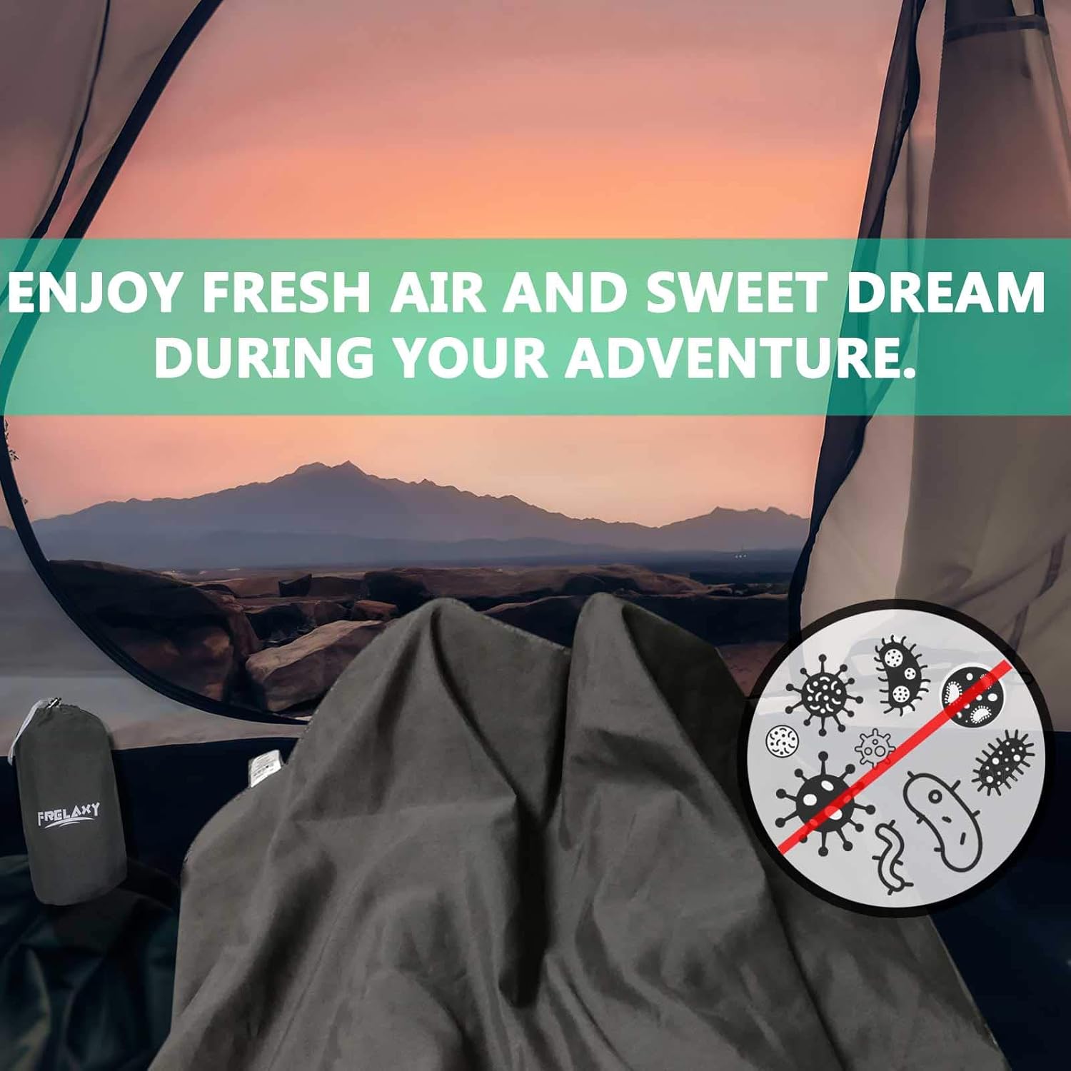 Frelaxy Sleeping Bag Liner, Warm Weather Ultralight Sleeping Bag, Comfy & Easy Care Travel & Camping Sheet with Pillow Pocket, 4 Seasons Warm Cold Weather, Adults & Kids (Dark Gray - No Zipper) : Sports & Outdoors