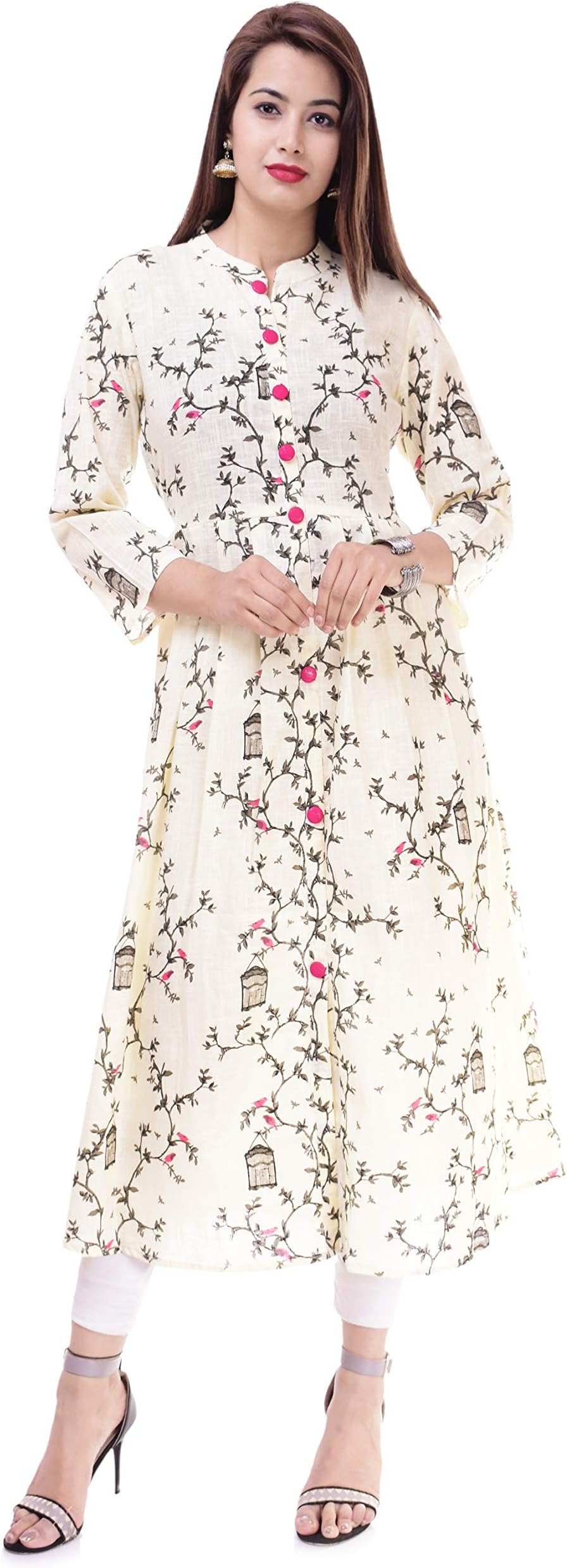 COBIO MAN Women's Cotton Blend Straight Kurta