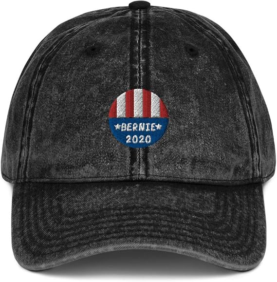 Bernie Sanders Hat President 2020 Vintage Cotton Twill Cap Black at