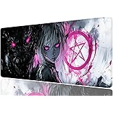 Fantasy Magician Gaming Mousepad Demon Purple Eyes Anime Mousepad Large Gaming Mouse Pad Laptop Keyboard Mat Non-Slip Rubber Base Keyboard Desk Pad for Home Office Study Game 31.5”x11.8”