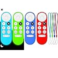 4Pcs Remote Protective Case Cover for Chromecast with Google TV Voice Remote, Glow Blue+Glow Green+Red (NO emit Light)+Dark B