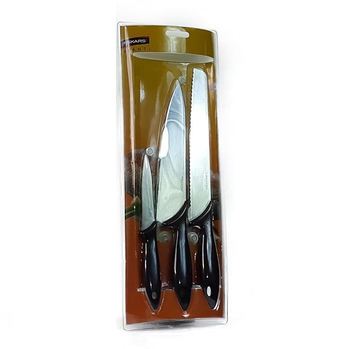 FISKARS-AVANTI Messer Set 3tlg. Kochmesser + Brotmesser + Gemüsemesser Messer neu Wow