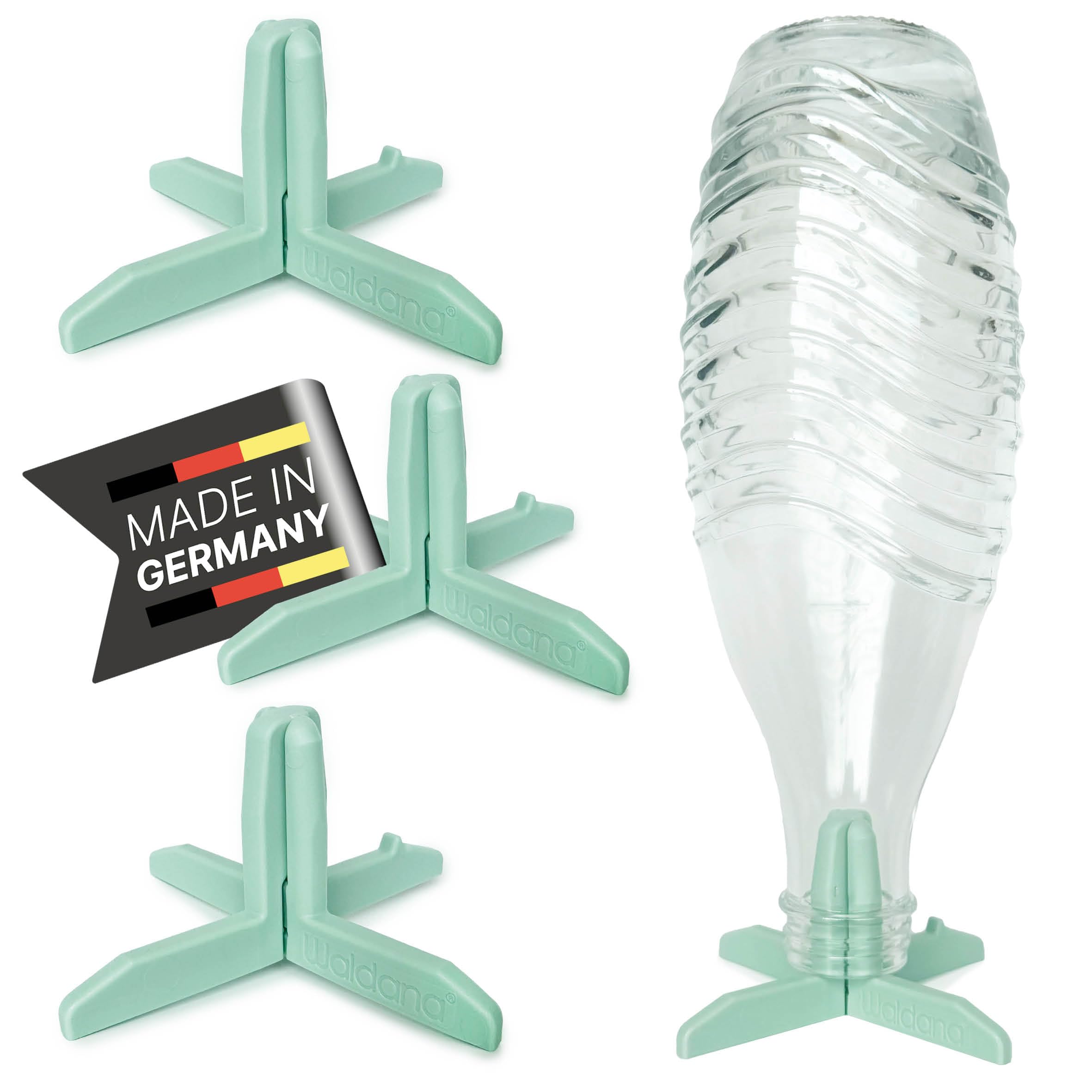 Waldana© Drying Rack for Bottles (Pack of 4) Suitable for SodaStream Glass Carafe I Registered Design I Organic Plastic Drinking Bottles Baby Bottles Dry Frame