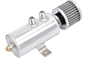 EVIL ENERGY 10AN Baffled Oil Catch Can,Oil Breather Tank with Valve,750ML Universal Aluminum Silver