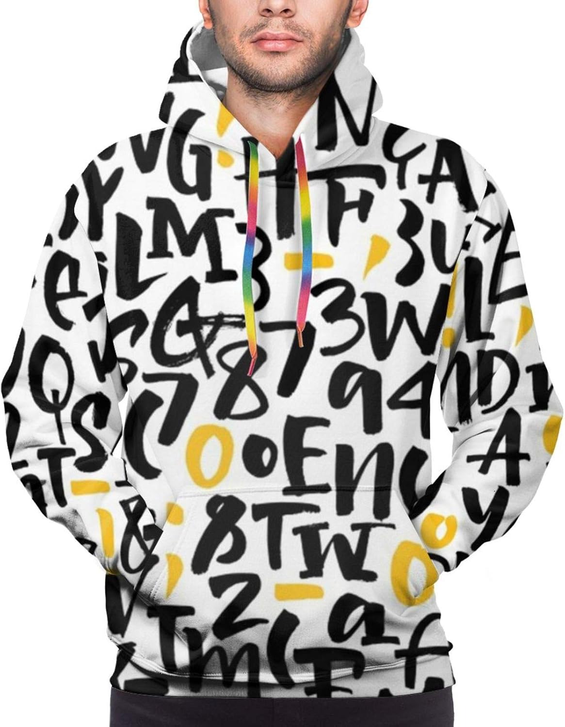 Amazon.com: Alphabet Letters Pattern Hoodies Men's Active Hoodies Fashion Casual Pullover 