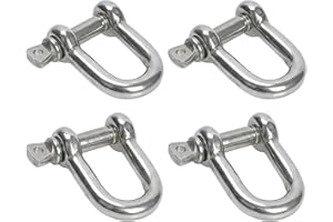 4 Pcs M6 Commercial D-Shackle Ring,Stainless Steel D Ring Shackle Lock,for Marine Mounting, Camping, Sports Accessories