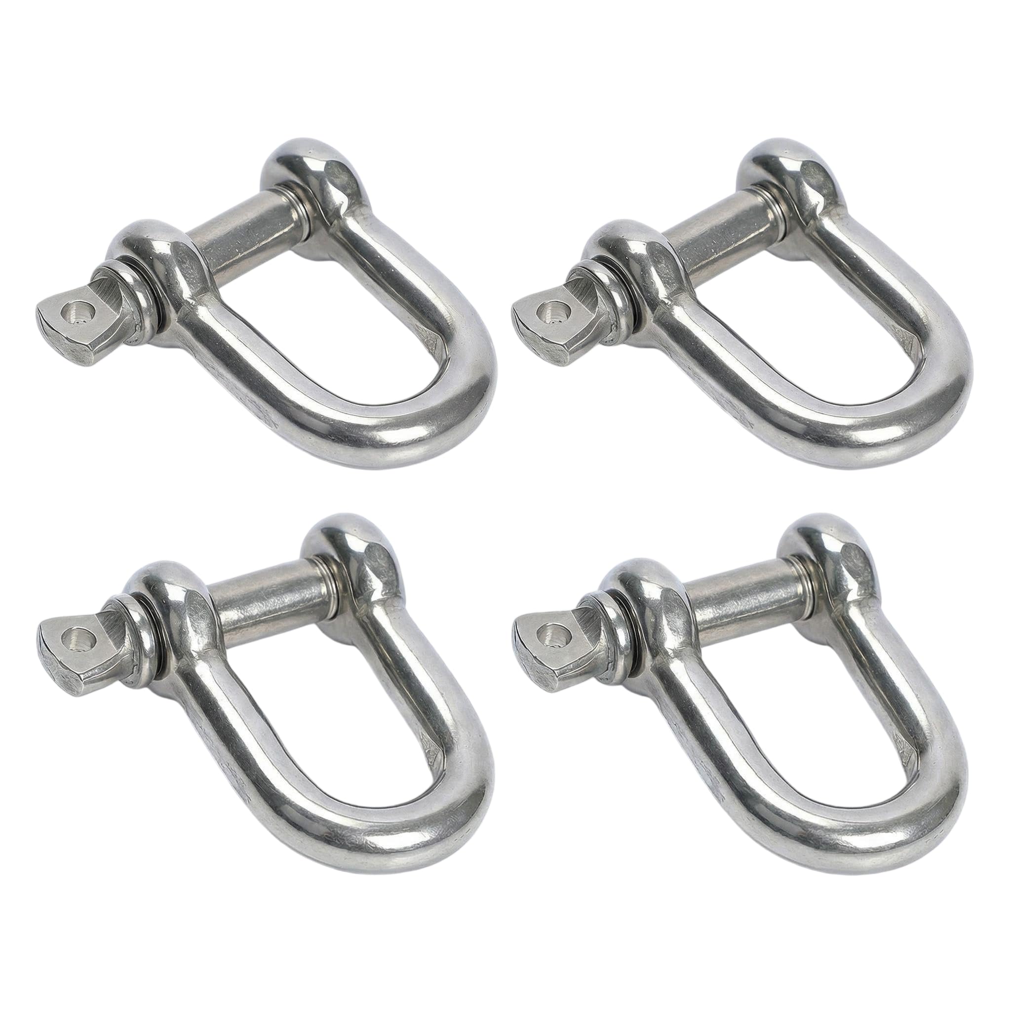 4 Pcs M6 Commercial D-Shackle Ring,Stainless Steel D Ring Shackle Lock,For Marine Mounting, Camping, Sports Accessories