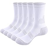 YUEDGE Womens Socks Moisture Wicking Anti-Odor Cotton Everyday Work Gym Tennis Training Athletic Cushioned Crew Socks