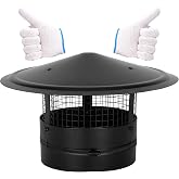 8Inch Chimney Cap,8 Inch Adjustable Stainless Steel Chimney Cap,304 Steel Round Rain Cover with Mesh Screen,Universal Cone Top Roof Cap for Wood/Oil Stove Vent,Weatherproof &amp; Easy Installation