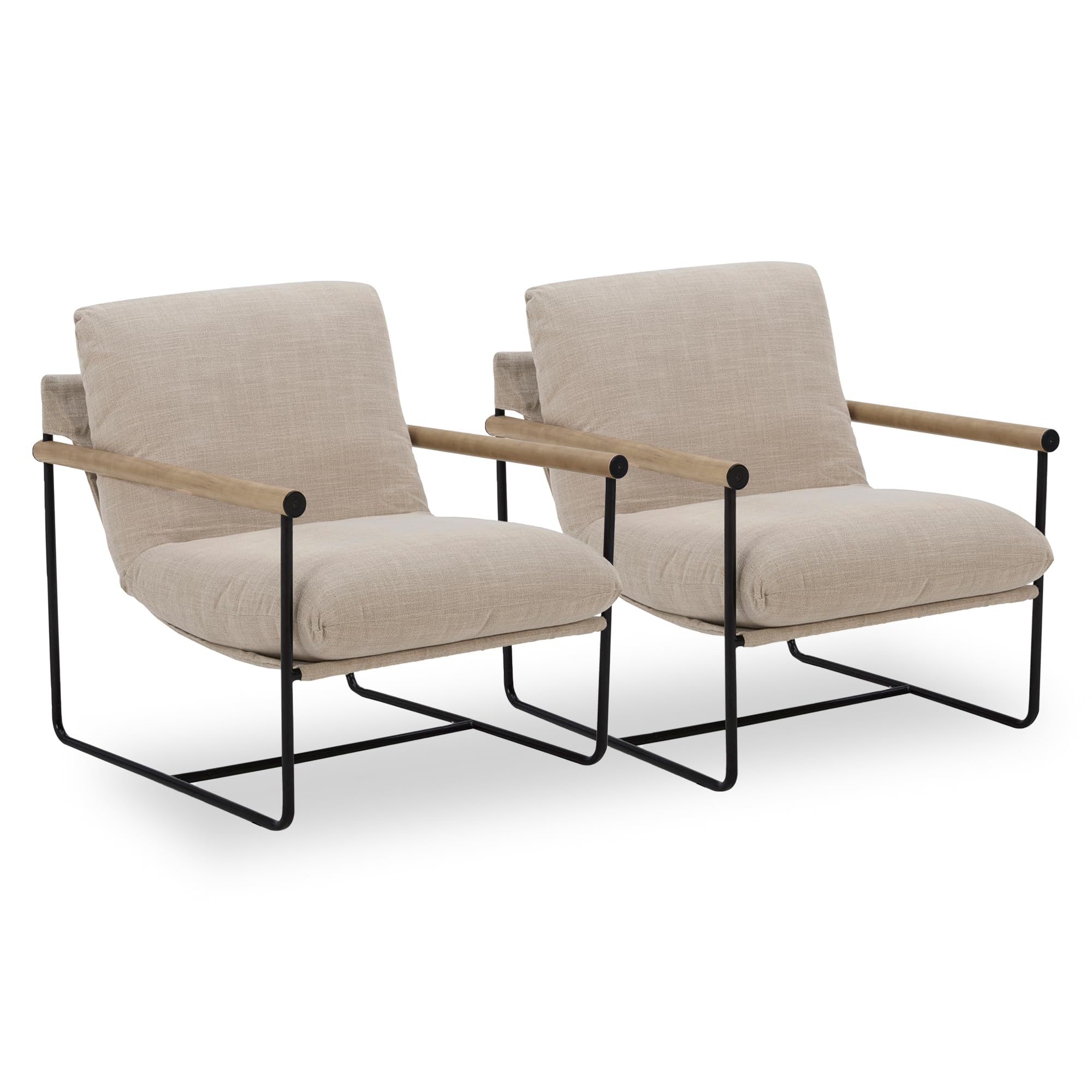 Photo 1 of KISLOT Oversized Sling Accent Chair Metal Frame Armchair with Removable Cushion for Living Room Bedroom Office Apartment,Set of 2,Beige