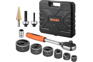 VEVOR Knockout Punch Set, 1/2 to 2 inch SLUG-Buster Ratchet Knockout Set, Ratchet Wrench Knockouts Punch Sets for Aluminum, Mild Steel, Fiberglass, Plastics, 6 Die Sizes, 40Cr Steel Ko Tool Kit