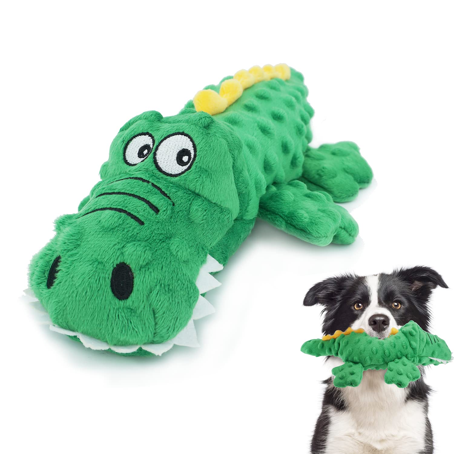 ZENVALY Dog Plush Toy, Interactive Squeaky Soft Plush Pet Toy, Crocodile Toys for Puppy, Tough Chew Toys, Durable Dog Training Toys for Small and Medium Dogs, Green